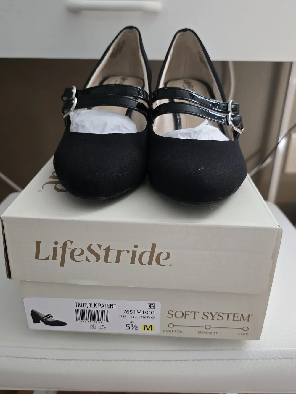 Life Stride Women's Black Mary Jane Flats with Double Strap
